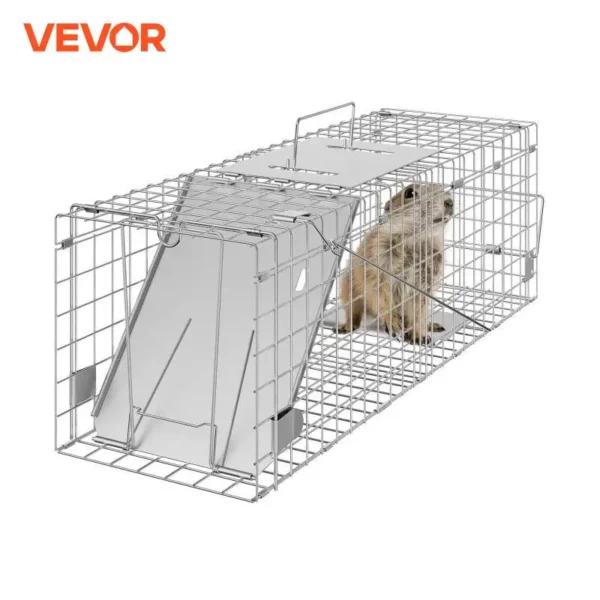 kf-S0214321c676846deb9a255d0f62b81dbC VEVOR Live Animal Cage Trap Humane Cat Rodent Control Folding with Handle for Rabbits Stray Cats Squirrels Raccoons Groundhogs