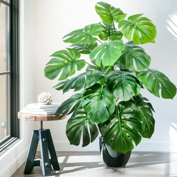 40-105cm /40.5in Artificial Monstera Plants Fake Palm Tree Plastic Turtle Leaves Green Tall Plants For Home Garden Room Decor