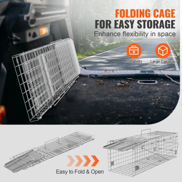 kf-Sa44d88d72194460eabcdfe57a4ccf83e6 VEVOR Live Animal Cage Trap Humane Cat Rodent Control Folding with Handle for Rabbits Stray Cats Squirrels Raccoons Groundhogs