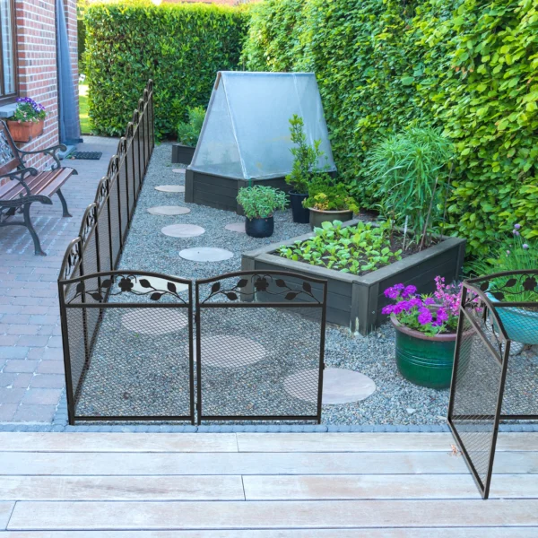 kf-Sbbc28fa3a25a443c968009af056e45e2j 5pcs Garden Fence Panels Iron Lawn Edging Border Metal Trellis Animal Barrier