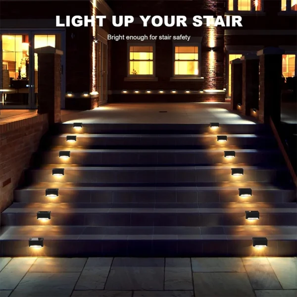 Warm White LED Solar Step Lamp Path Stair Outdoor Garden Lights Waterproof Balcony Light Decoration for Patio Stair Fence Light