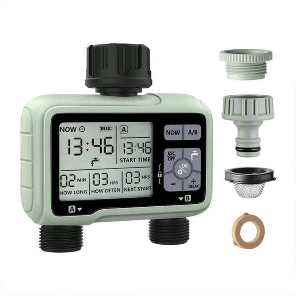 kf-Sfea7f43aa0f54faebc52c7564c2c94dae Super Timing System 2-Outlet Water Timer Precisely Watering Up Outdoor Automatic Irrigation Fully Adjustable Program