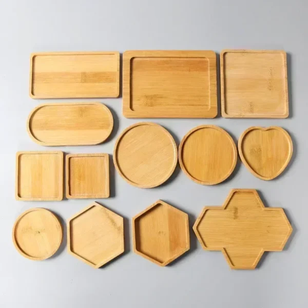 kf-S07985a1a7c8341d4bc49d389fb4b467fY Multi Bamboo Tray Wood Saucer Flower Pot Tray Cup Pad Coaster Plate Kitchen Decorative Plate Creative Coaster Coffee Cup Mat