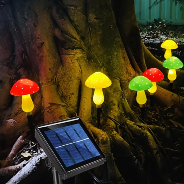 kf-S1a066aa80af942739d4b350382dac66ba 12LEDS Solar Panel Mushroom Fairy Light Garden Outdoor Decor Waterproof Night Lamp Yard For Christmas Wedding Party Decoration