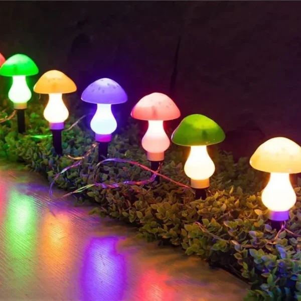 kf-S29303b9bd9d6402e94642e109e05744fl 12LEDS Solar Panel Mushroom Fairy Light Garden Outdoor Decor Waterproof Night Lamp Yard For Christmas Wedding Party Decoration
