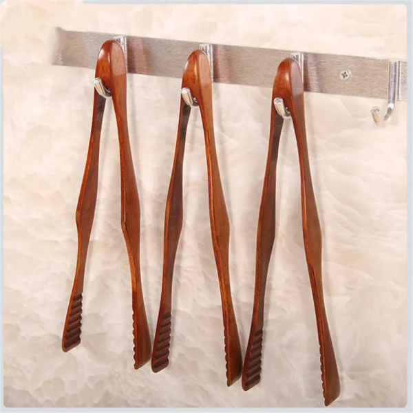 kf-S48d59c4f9e3f48a3ab85234b9275c111Q 1Pc Bamboo Cooking Kitchen Tongs Food BBQ Tool Salad Bacon Steak Bread Cake Wooden Clip Home Kitchen Utensil