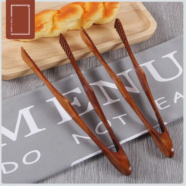 kf-S5fc8637b31bc49e49c4159834228bb34i 1Pc Bamboo Cooking Kitchen Tongs Food BBQ Tool Salad Bacon Steak Bread Cake Wooden Clip Home Kitchen Utensil