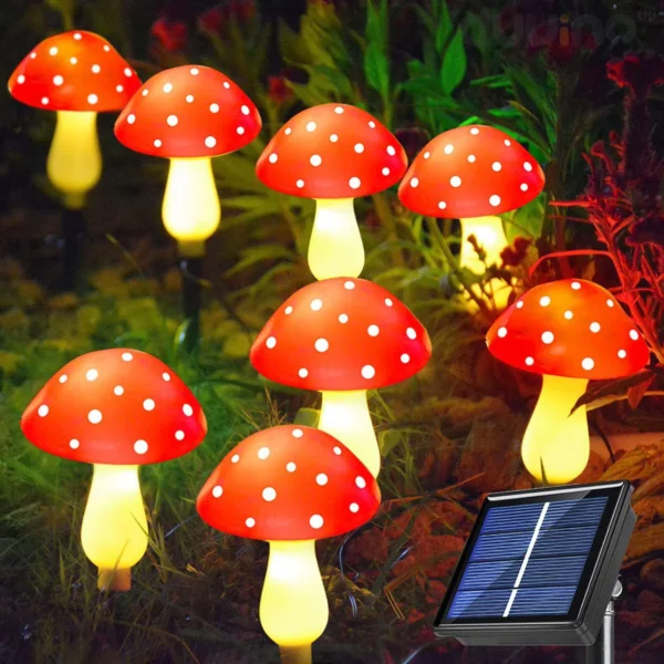 kf-S6256bbf59f03491a92e306a90b62e0adx 12LEDS Solar Panel Mushroom Fairy Light Garden Outdoor Decor Waterproof Night Lamp Yard For Christmas Wedding Party Decoration