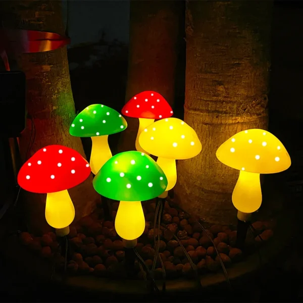 kf-S768d652ee95a4dddb6fe19c5d8a03043J 12LEDS Solar Panel Mushroom Fairy Light Garden Outdoor Decor Waterproof Night Lamp Yard For Christmas Wedding Party Decoration