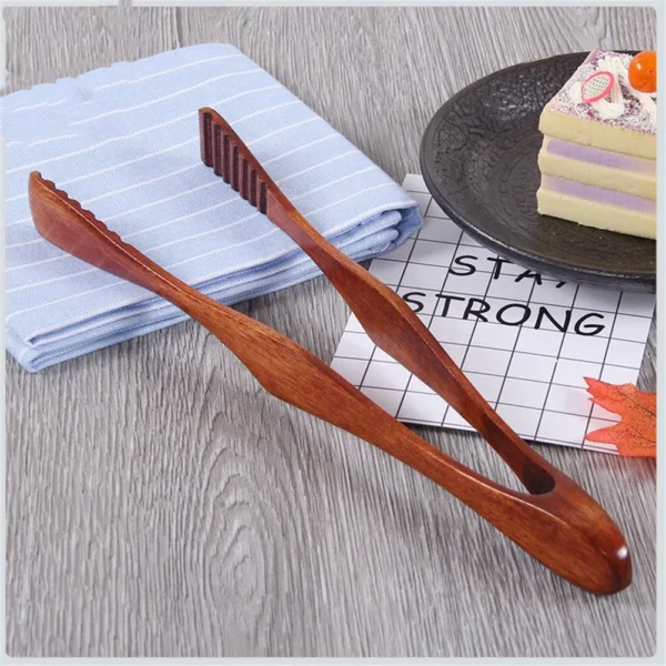 kf-S91924a80161447398809e5b2c9cb78efq 1Pc Bamboo Cooking Kitchen Tongs Food BBQ Tool Salad Bacon Steak Bread Cake Wooden Clip Home Kitchen Utensil