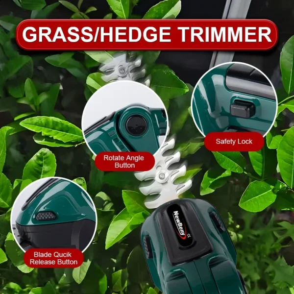 kf-Sba77931fb11a498485f8ebe5cd11e826X NEWBENY 2 IN 1 Electric Hedge Trimmer Cordless Portable High Power Household Lawn Mower Rechargeable Pruner Weeding Garden Tools