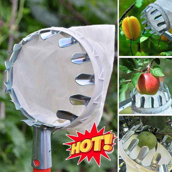 Garden Fruit Picker Head Orchard Apple Pears Orange High Tree Picking Tool Fruit Catcher Pouch Detachable Farm Fruits Collector