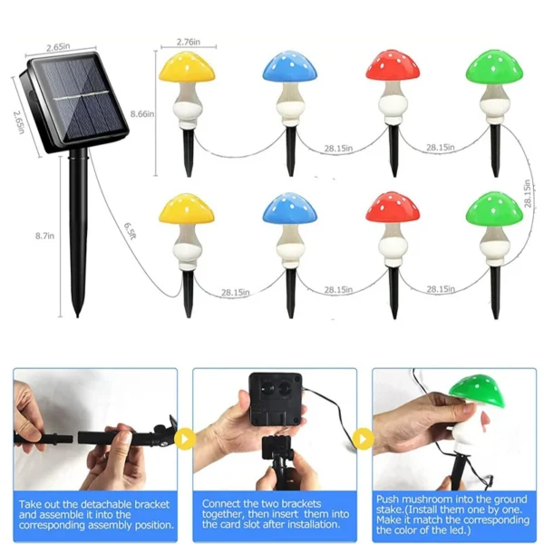 kf-Sd757fdc68e22494fb59e9f7d80f86d98e 12LEDS Solar Panel Mushroom Fairy Light Garden Outdoor Decor Waterproof Night Lamp Yard For Christmas Wedding Party Decoration