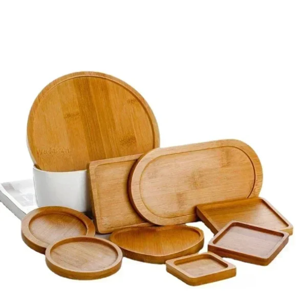 kf-Sff713b29b30746bd923510f30356e4e1O Multi Bamboo Tray Wood Saucer Flower Pot Tray Cup Pad Coaster Plate Kitchen Decorative Plate Creative Coaster Coffee Cup Mat